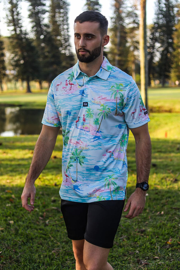 Custom Apparel Women's Funky Golf Shirt | Flamingo Island