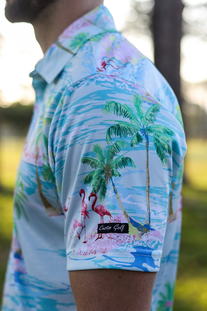 Custom Apparel Women's Funky Golf Shirt | Flamingo Island