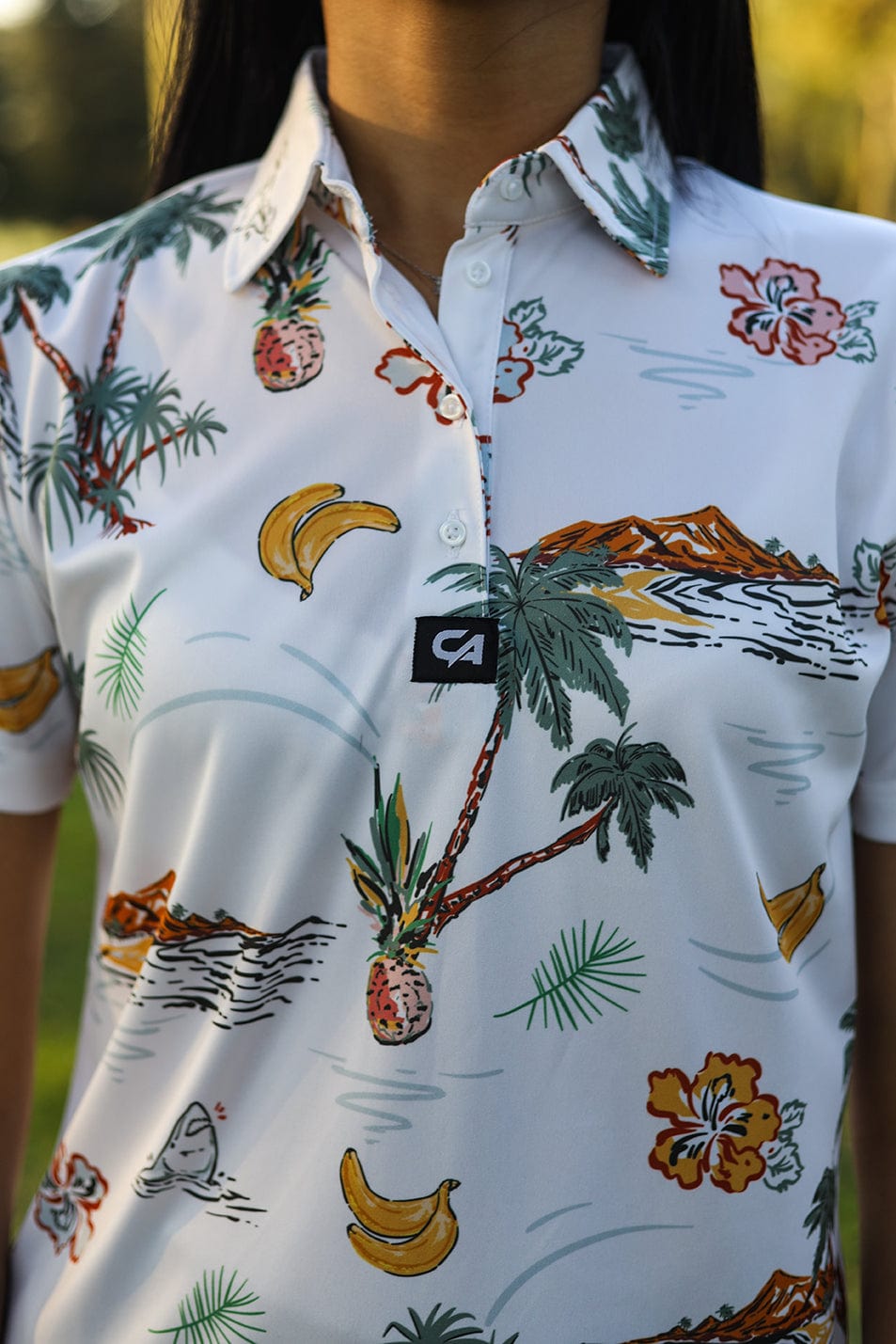 Custom Apparel Women's Golf Shirts | Funky | Palm Tree Resort