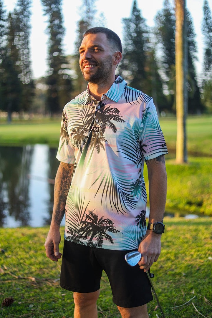 Custom Apparel Men's Funky Golf Shirt | Summer Palms