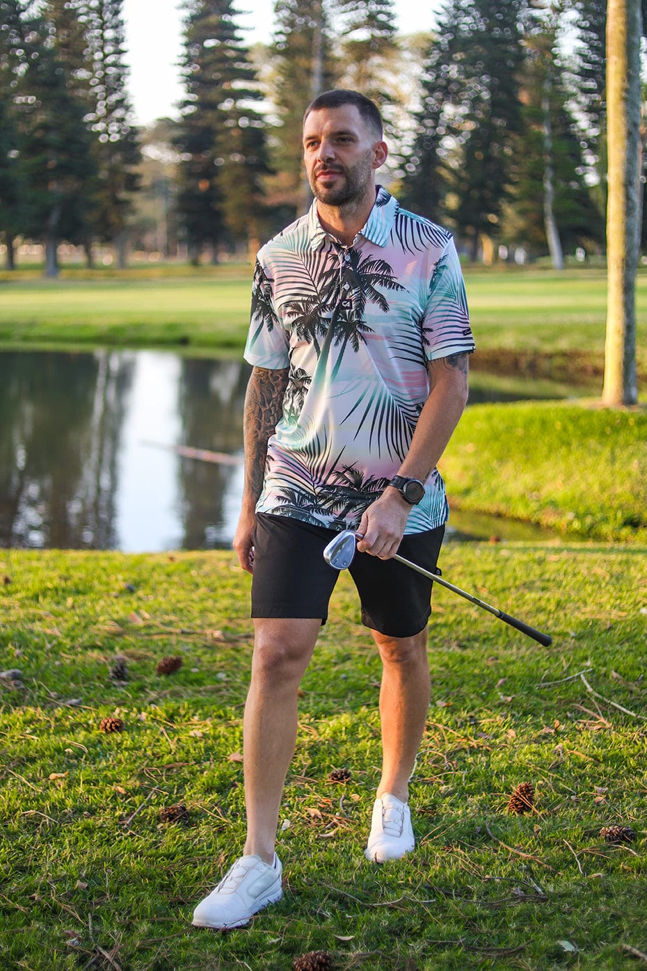 Custom Apparel Men's Funky Golf Shirt | Summer Palms