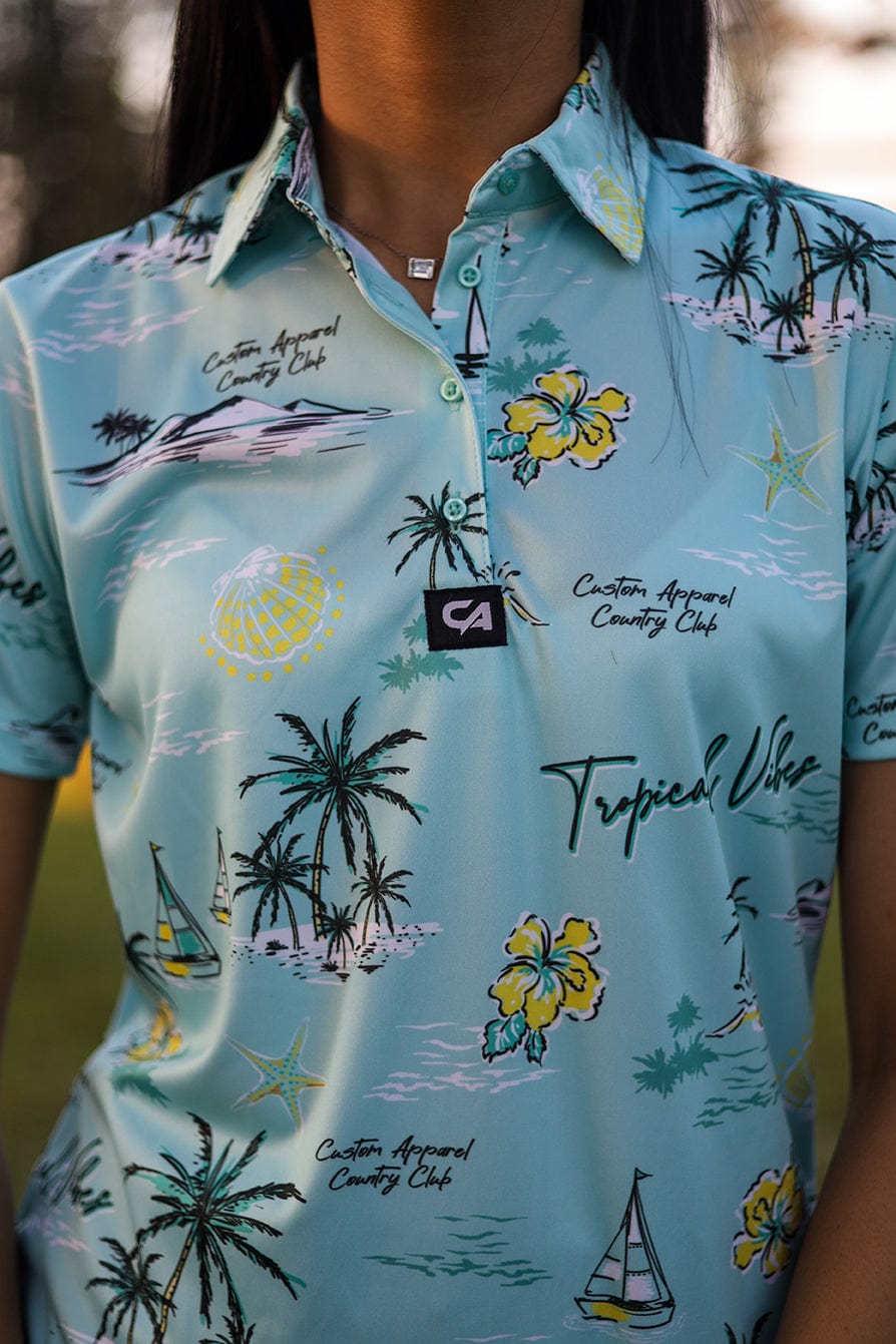 Custom Apparel Women's Golf Shirts | Funky | Tropical Vibes