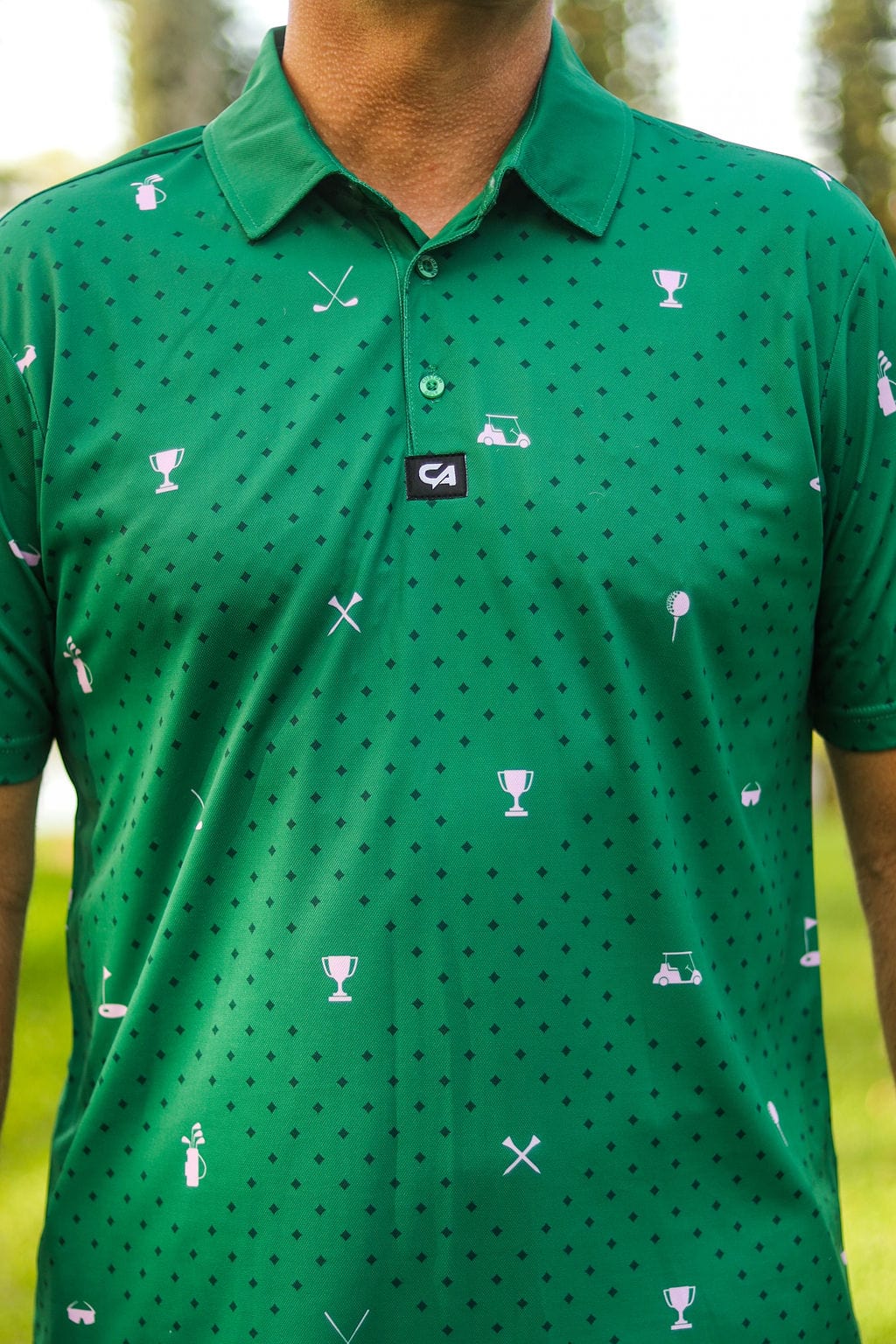 Custom Apparel Men's Golf Shirt | Statement | Green & Lilac