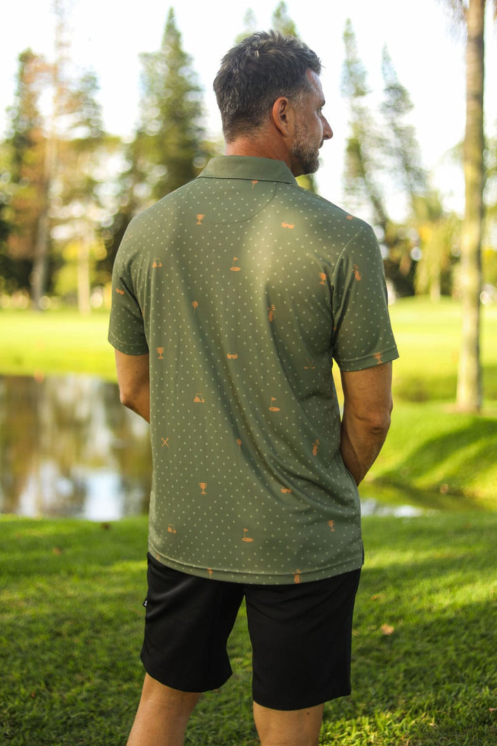 Custom Apparel Men's Golf Shirt | Statement | Olive & Gold