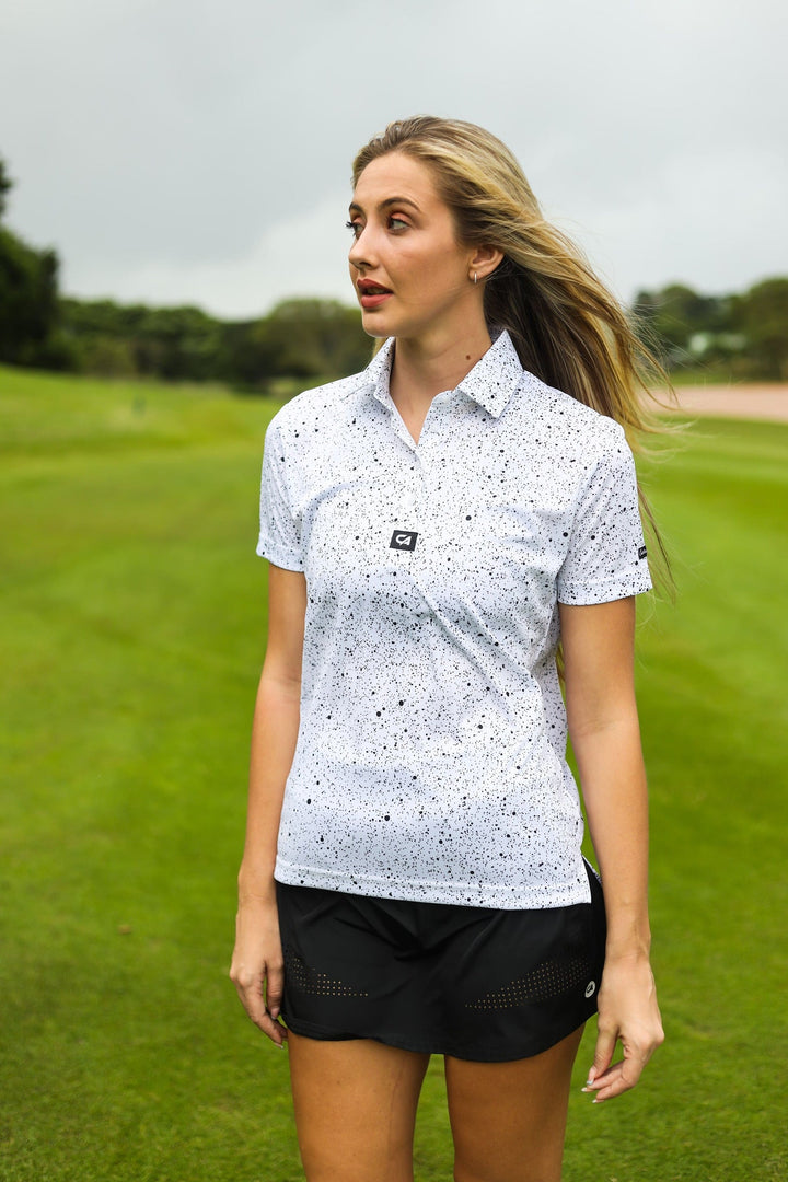 Custom Apparel Women's Golf Shirts | Funky | Ink Splatter