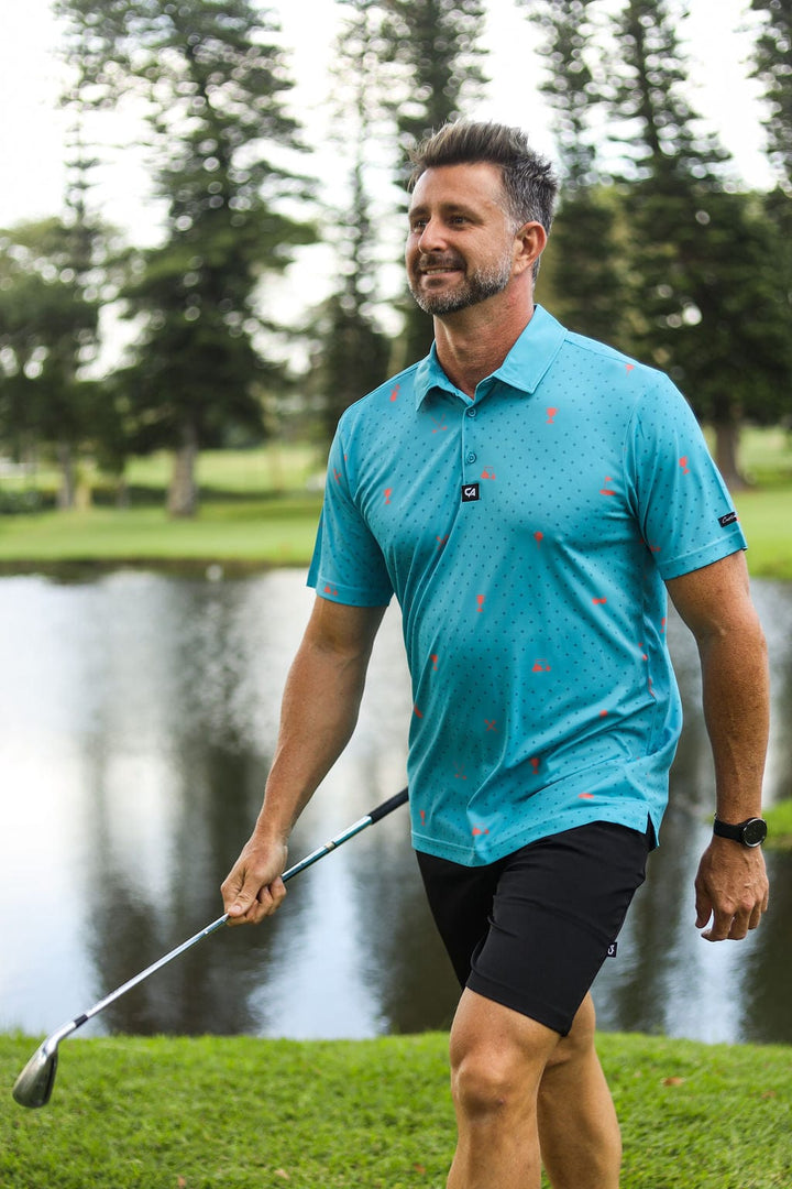 Custom Apparel Men's Golf Shirt | Statement | Teal & Orange