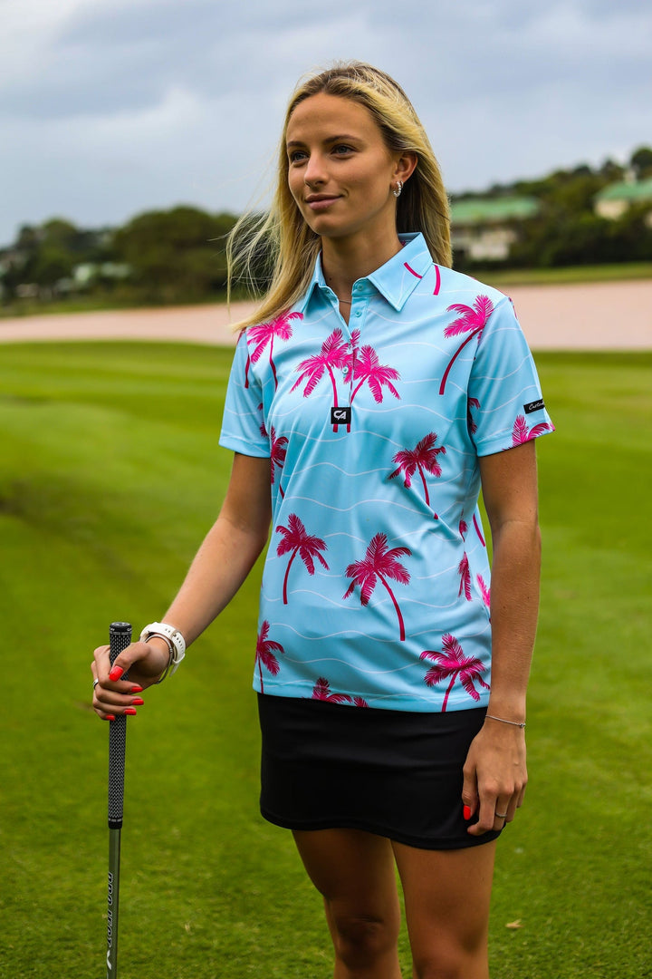 Custom Apparel Women's Golf Shirts | Funky | Palm Vibes