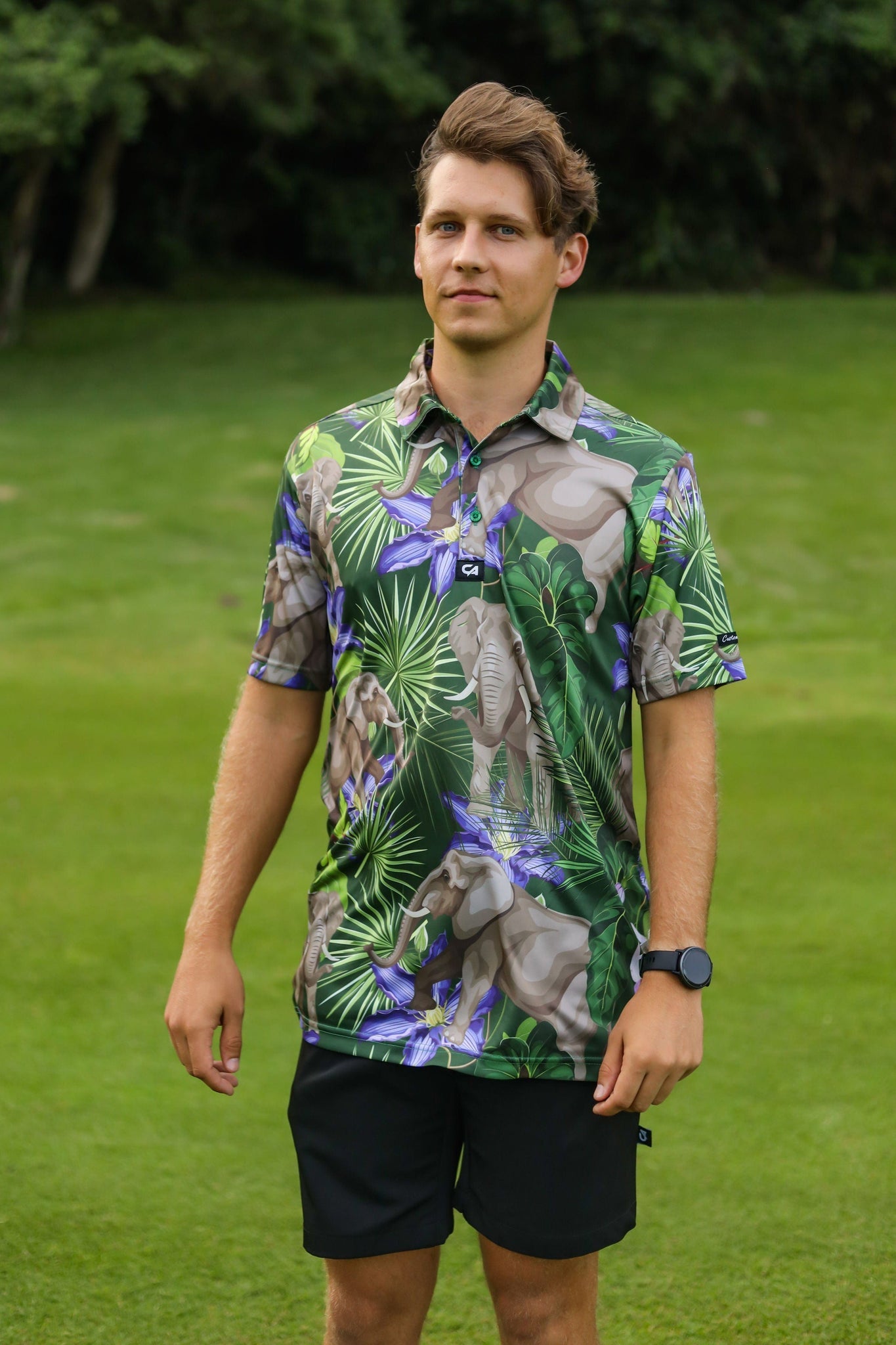 Custom Apparel Men s Funky Golf Shirt African Elephants