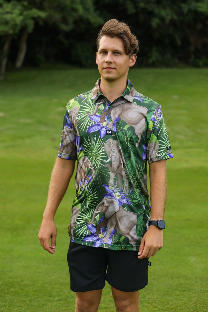 Custom Apparel Men's Funky Golf Shirt | African Elephants