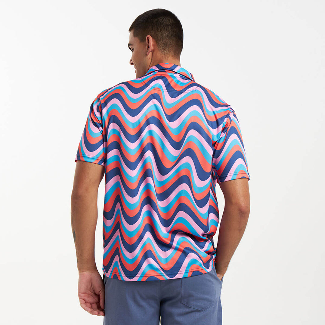 Breazies Men's Golf Shirt - Retro Stripes | 80s