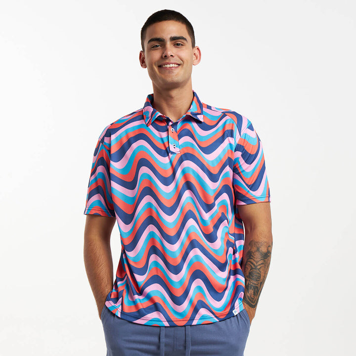 Breazies Men's Golf Shirt - Retro Stripes | 80s