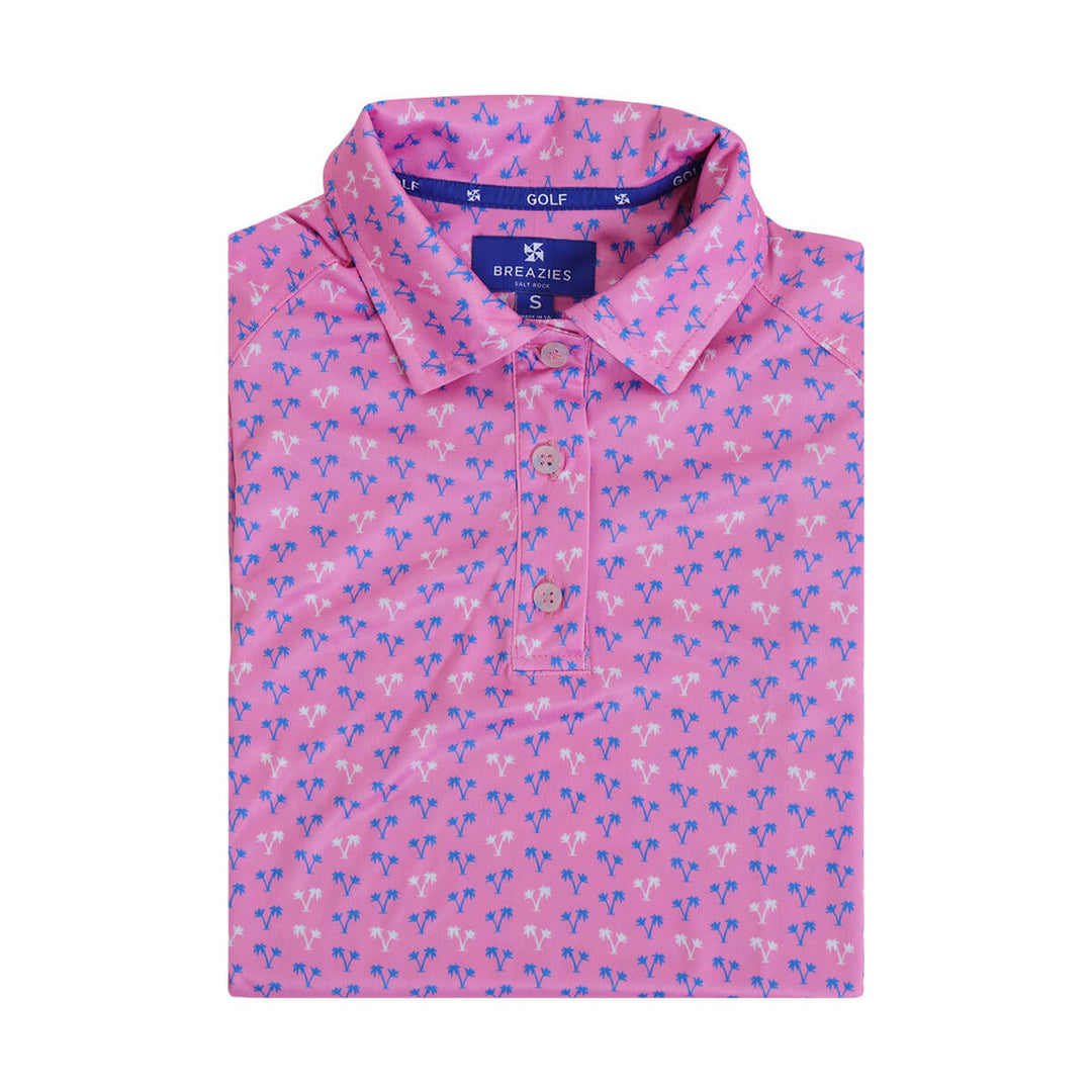 Ladies Golf Shirt - Palms | Pink