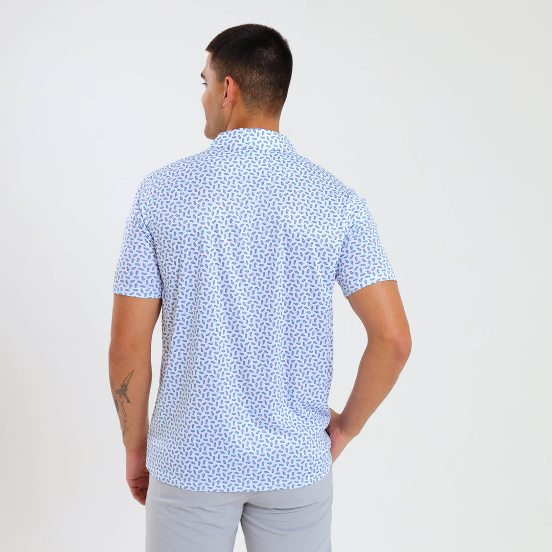 Mens Golf Shirt - Bags | Coral & Blue