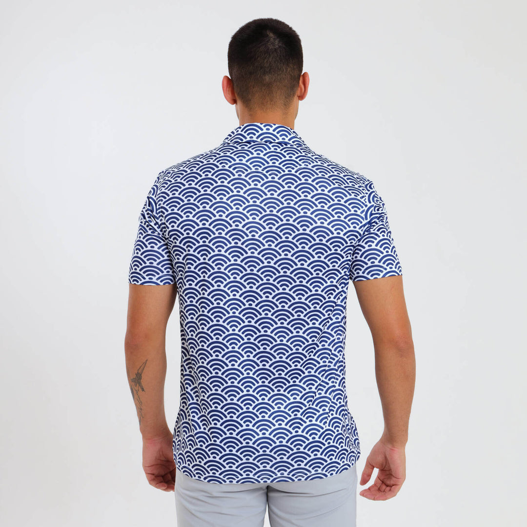 Mens Golf Shirt - Geometric | Navy