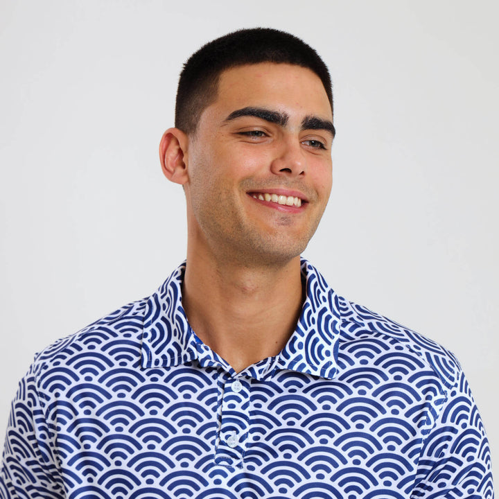 Mens Golf Shirt - Geometric | Navy