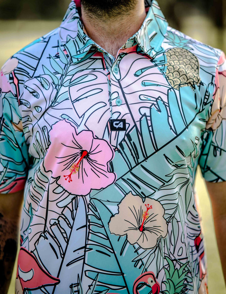 Custom Apparel Men's Funky Golf Shirt | Pastel Jungle