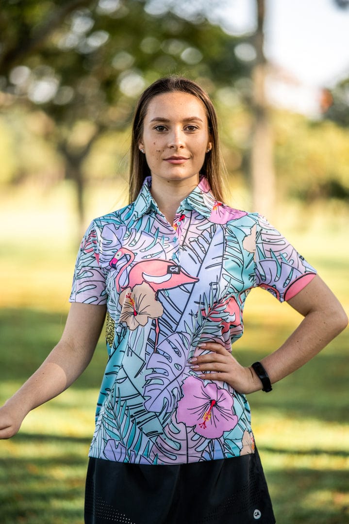 Custom Apparel Women's Golf Shirts | Funky | Pastel Jungle