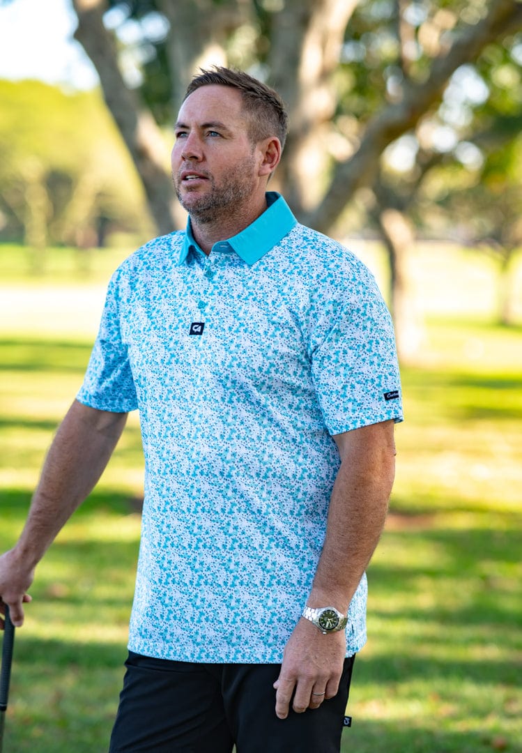 Custom Apparel Men's Golf Shirt | Premium | Aqua Blossoms