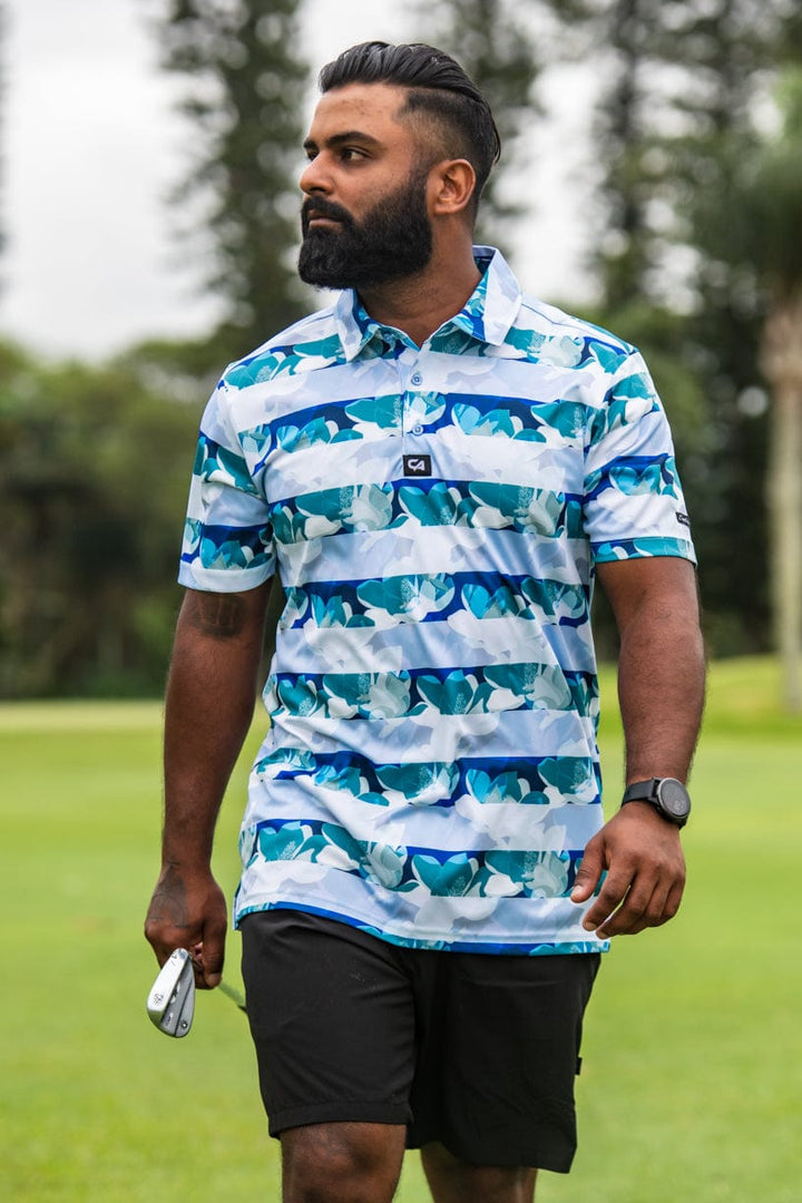 Custom Apparel Men's Funky Golf Shirt | Striped Floral