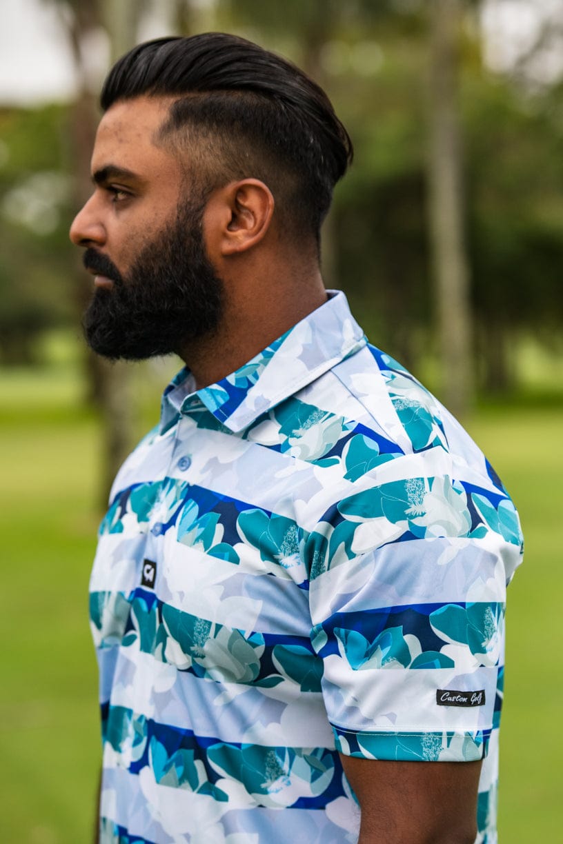 Custom Apparel Men's Funky Golf Shirt | Striped Floral