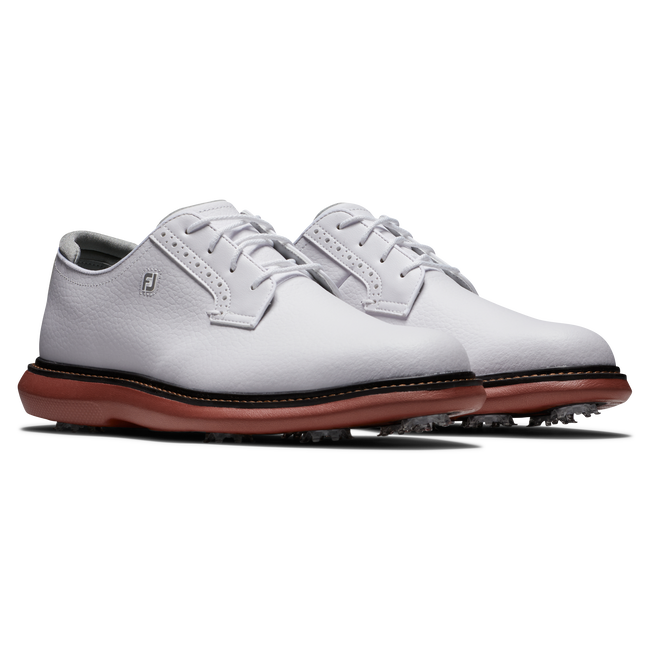 Footjoy Men's Golf Shoes | Traditions Blucher | White/Brick