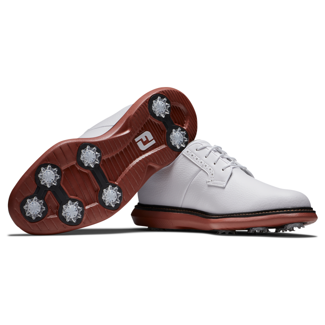 Footjoy Men's Golf Shoes | Traditions Blucher | White/Brick