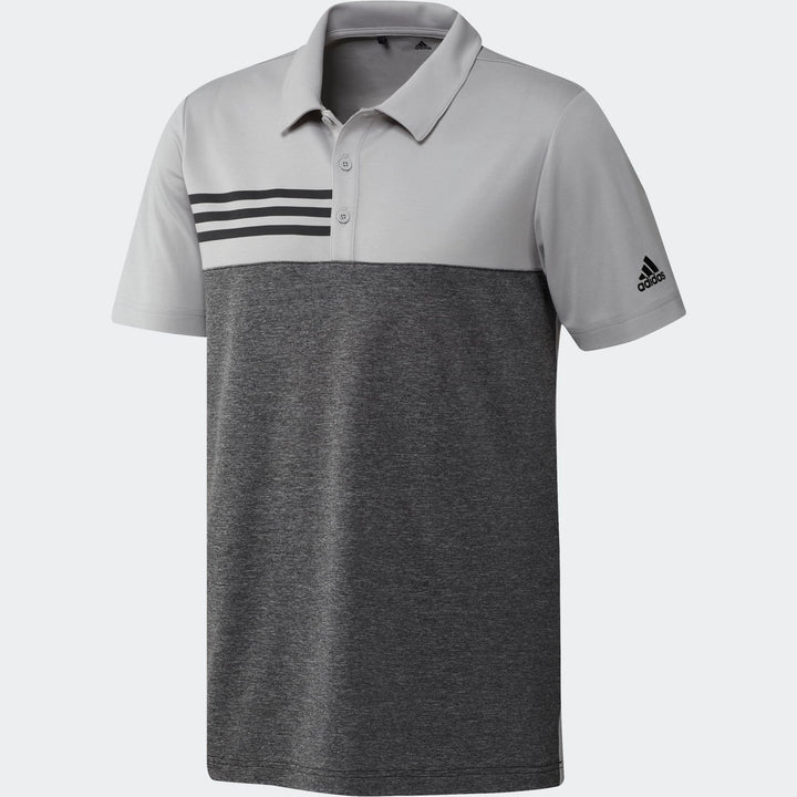 Adidas Men's Golf Shirt | 3 Stripe Block | Grey/Grey