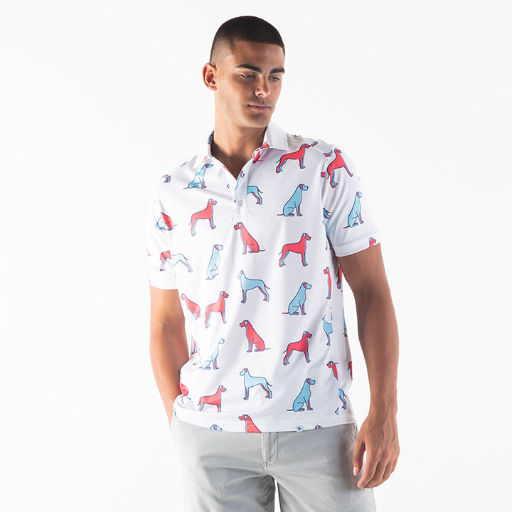 Breazies Men's Golf Shirt - Great Danes | White