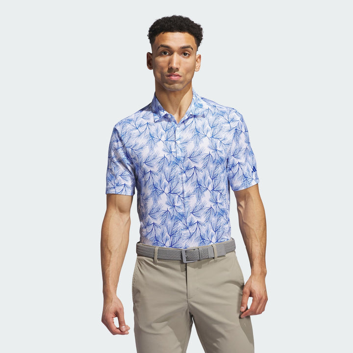 Adidas Men's Golf Shirt | Pine Print | Blue