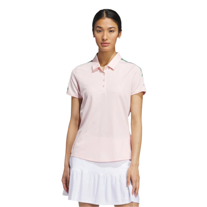 Adidas Women's Golf Shirt | Printed Polo | White/Pink