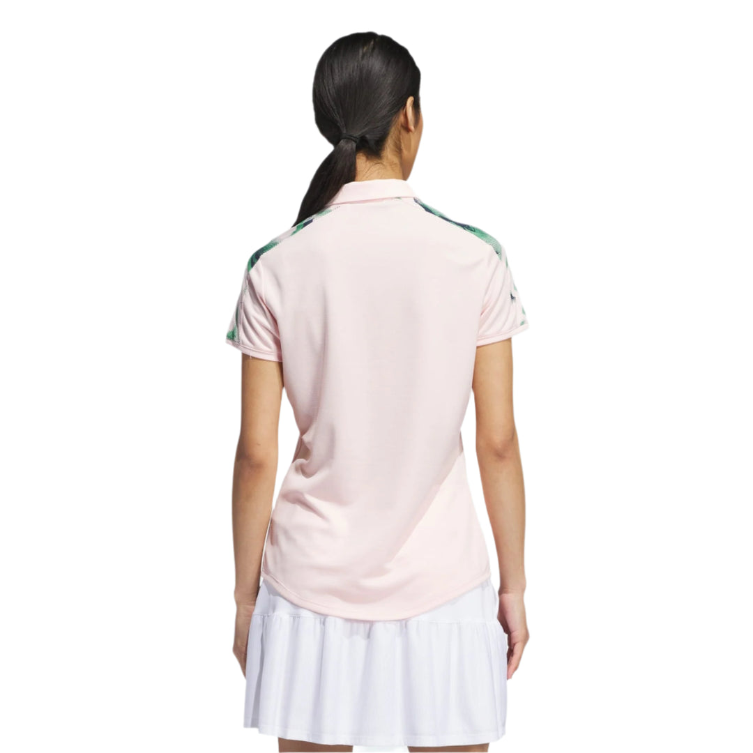 Adidas Women's Golf Shirt | Printed Polo | White/Pink