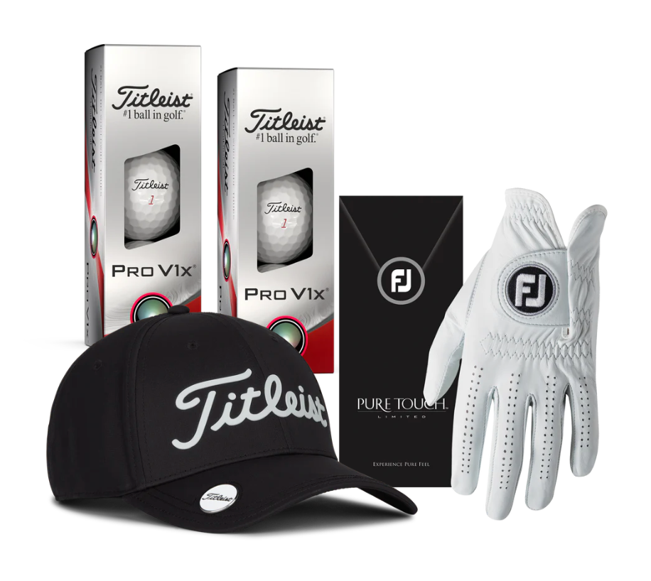 Titleist Cap | Ball | Glove Premium Bundle - Pro V1X