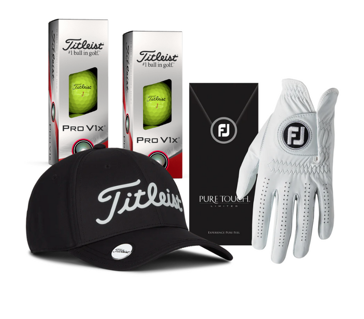 Titleist Cap | Ball | Glove Premium Bundle - Pro V1X