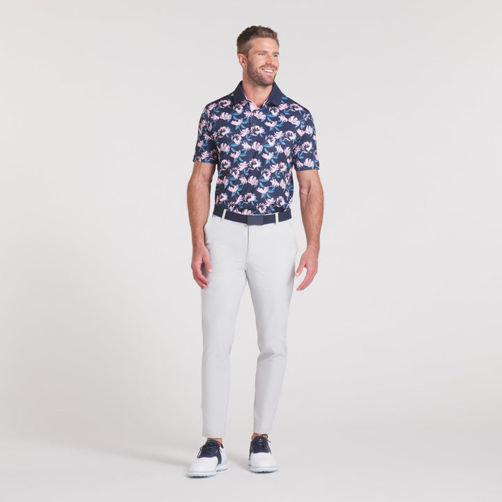 Puma Men`s Golf Shirt | Spring Florals Polo | Deep Navy - Pale Pink