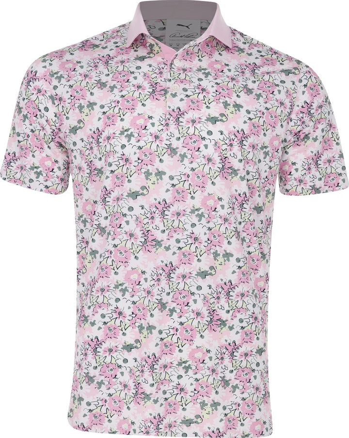 Puma Men`s Golf Shirt | Spring Florals Polo | Pale Pink