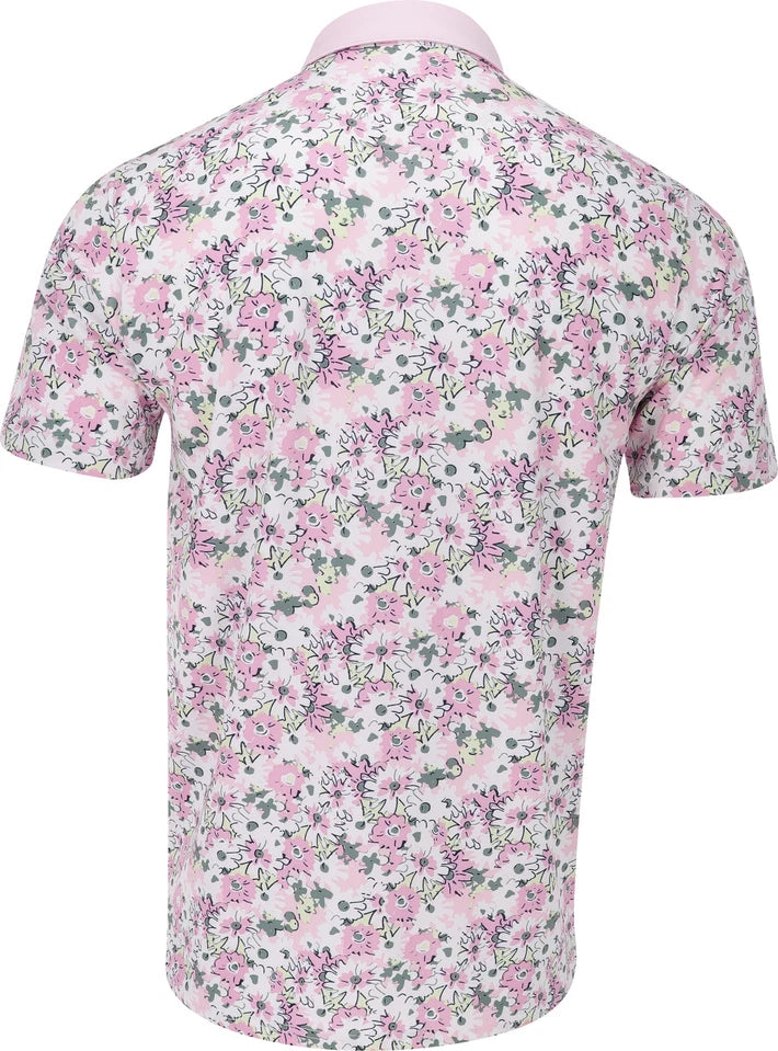 Puma Men`s Golf Shirt | Spring Florals Polo | Pale Pink