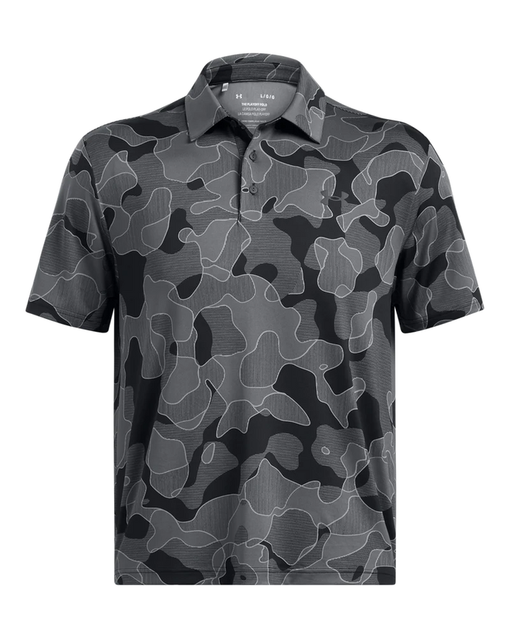 Under Armour Men's Golf Polo | 3.0 Printed Polo | Black/Grey