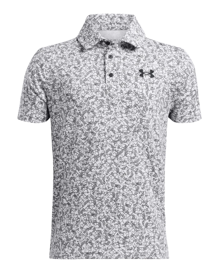 Under Armour Junior Golf Shirt | Polo | White/ Black Printed