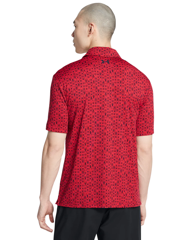 Under Armour Men's Golf Polo | 3.0 Printed Polo | Red/Black