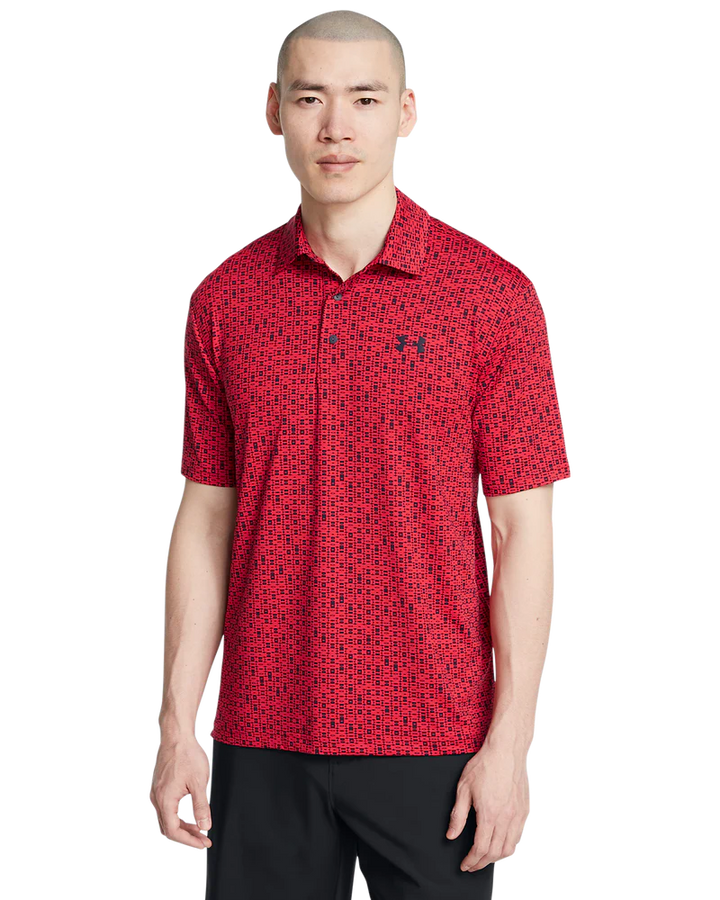 Under Armour Men's Golf Polo | 3.0 Printed Polo | Red/Black